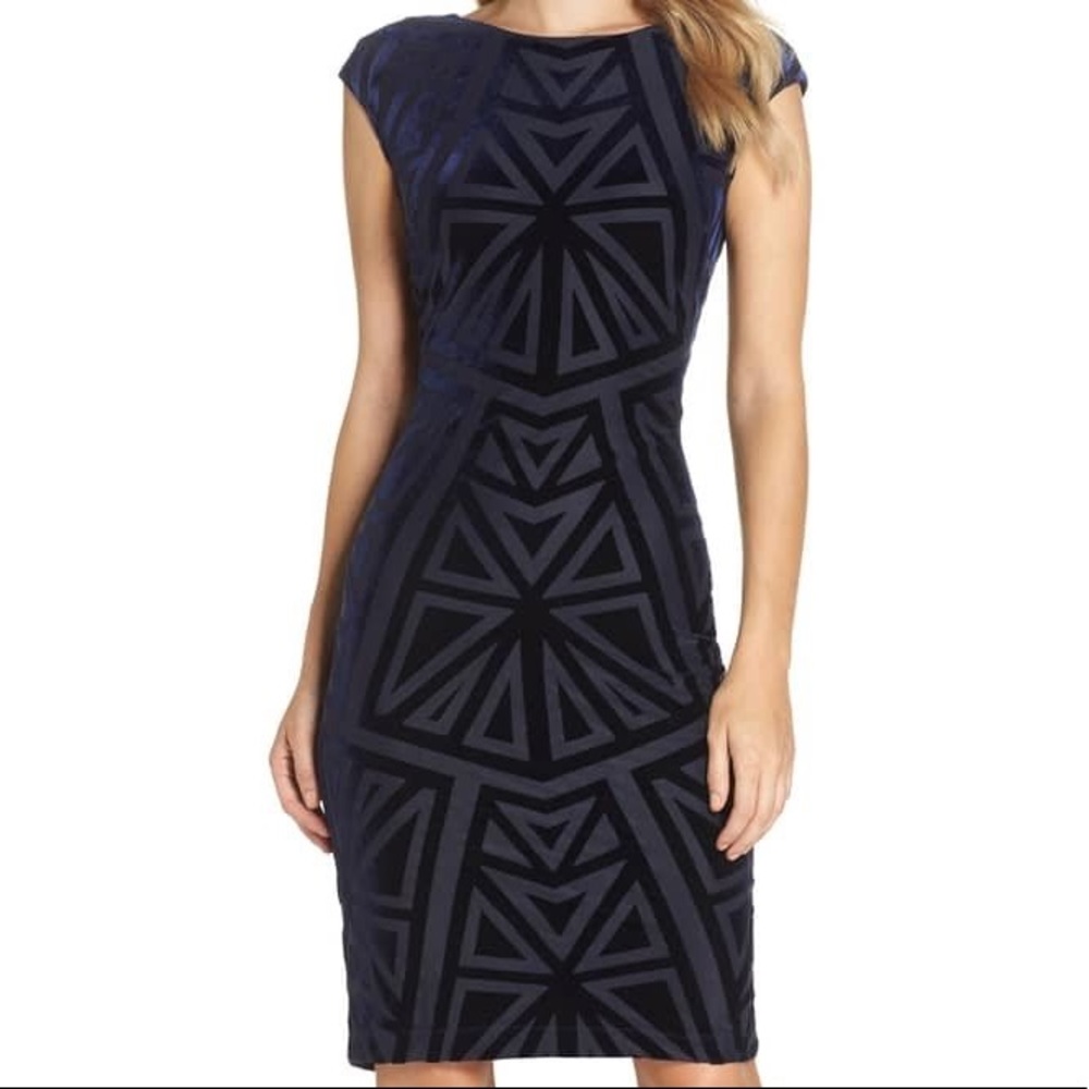 Vince Camuto Navy Geometric Dress 12